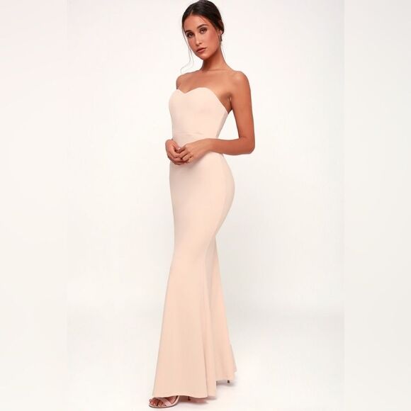 Lulu’s Stand in the Spotlight Blush Strapless Maxi - Picture 1 of 5